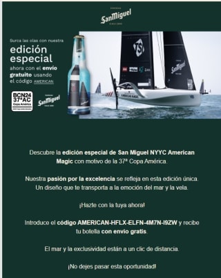 edición especial de San Miguel NYYC American Magic con motivo de la 37ª Copa América con envío gratris