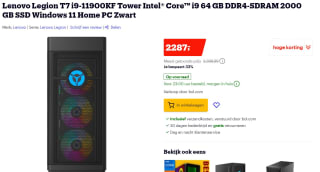 Lenovo Legion T7 i9-11900KF RTX 3080Ti Desktop Gaming PC voor €2.287 bij Bol.com