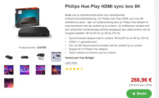 PHILIPS HUE Sync Box 8k Slim controlestation Zwart voor €266,96 bij Proshop