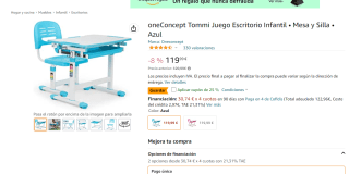Juego Escritorio Infantil graduable color azul por 89,99€