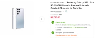 Galaxy S21 Ultra 5G 128GB Reacondicionado A por $8,615 en Linio
