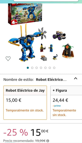 LEGO 71740 Ninjago Robot Eléctrico de Jay por 15€.