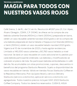 Vaso Reusable de Navidad Gratis en Starbuck comprando Bebida
