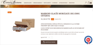 Marrons glacés morceaux 1KG (500g offerts) à 31,50€