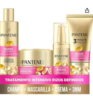 Pack Pantene Rizos Definidos Champú Miracle 250ml, Mascarilla 300ml, Acondicionador 3MM 220ml, Moldeador De Rizos 145ml por 13,29€