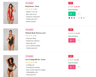 Kortingscode voor 2 + 1 gratis op alle lingerie bij EasyToys