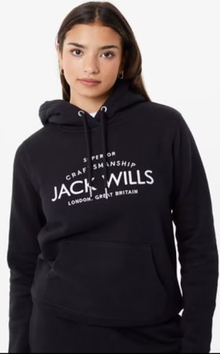 Jack Wills Hunston Graphic Logo Hoodie in Black – Just £11