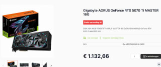 Gigabyte AORUS GeForce RTX 5070 Ti MASTER 16G voor €1.132,66 bij Caps