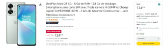 Smartphone 6.43" OnePlus Nord 2T 5G à 124,92€