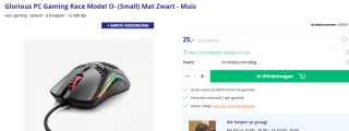 Glorious PC Gaming Race Model O- (Small) Mat Zwart - Muis voor €25 bij Azerty