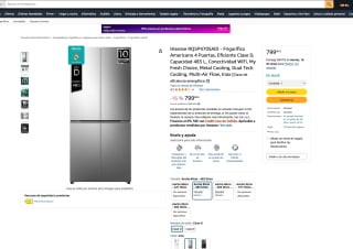 Frigorífico Hisense RQ5P470SAID Americano 4 Puertas Eficiente Clase D Capacidad 483 L Conectividad WiFi My Fresh Choice Metal Cooling por solo 799€