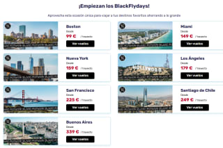 Vuelos ida y vuelta a EEUU desde solo 99€ por trayecto