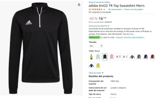 Adidas Sudadera Deportiva Entrenamiento Entrada 22 por 16,19€ Amazon y Miravia
