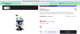 Set Lego Star Wars™ 75349 Casco del Capitán Rex por 55,99€ (43,99€ nuevo usuario)