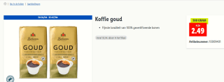500 gram Koffie Goud voor €2,49 bij de Lidl