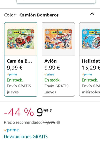 Educa Borras Manualidad Studio 3D Camión De Bomberos por 9,99€.