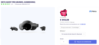Meta Quest Pro incl. 1 jaar gratis Quest for Business voor €543,29