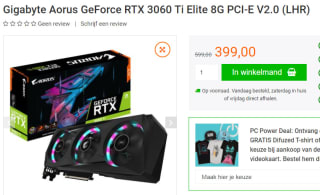 Gigabyte AORUS GeForce RTX 3060 Ti ELITE 8G voor €399