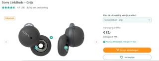 Sony LinkBuds - Draadloze oordopjes grijs voor €82 bij Artandcraft