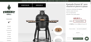Barbecue Kamado Forest 16'' en Ceramique avec chariot et pierre à pizza à 449€