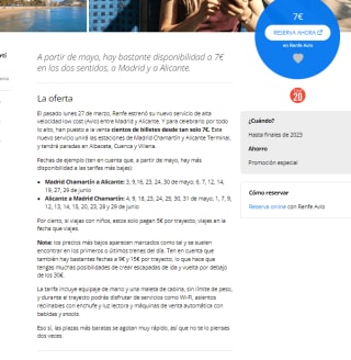 Tren alta velocidad entre Madrid /Alicante, Alicante/Madrid sólo 7€