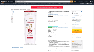 2 L'Oréal Paris Elvive Champú Total Repair 5 380ml por 5,19€