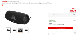 Altavoz Inalámbrico JBL Charge 5 Wi-Fi, 40 W, Bluetooth por 129€