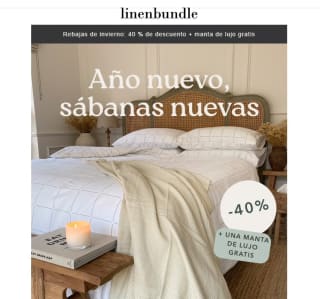 40% descuento linenbundle + manta de regalo gratis
