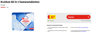 All in 1 Vaatwastabletten 40 stuks voor €2,99 bij Kruidvat