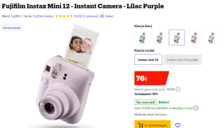 Fujifilm Instax Mini 12 instant camera Lilac Purple voor €76 bij Bol.com