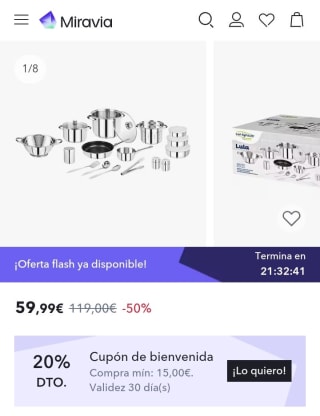 San Ignacio Lula Batería de cocina 18 piezas por 49,99€.