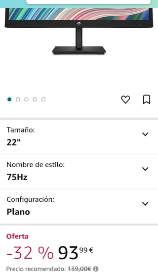 HP V22ve G5- Monitor de 22" Full HD por 93,99€.