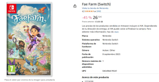 Videojuego Fae Farm Nintendo por 26,12€
