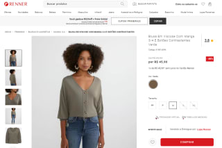 Blusa em Viscose, modelo de Manga 3/4 - R$ 45,90