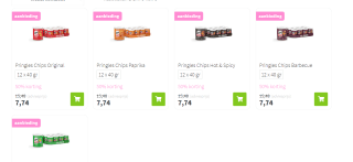 4 smaken Pringles chips: 12x 40 gram voor €7,74 bij Plein