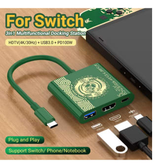 Estación de acoplamiento portátil Nintendo Switch TYPE-C Hub con HDMI y USB 3.0 por solo 4,99€