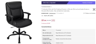 T-loVendo Sillón Piel Sintética Oficina Acolchada Giratorio Elevable Reclinable por 27,99€ (cuenta nueva por 16,79€)