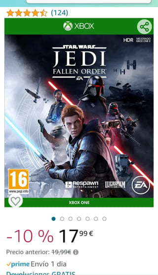 Star Wars Jedi Fallen Order Xbox One por 17,99€.
