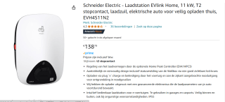 foutje? Evlink Home Oplaadpunt T2 contactdoos 3 fase 11kW voor €138,79 bij Amazon