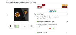 Cecotec Bolero Squad 4001 Flex Placa De Inducción 7200W por 120€