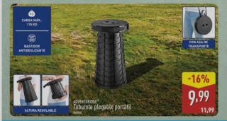 Taburete plegable portátil ADVENTURIDGE en Aldi (tienda y online) por 9,99€
