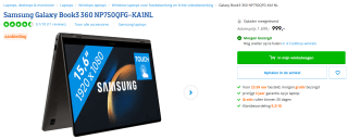 Samsung Galaxy Book3 360 NP750QFG-KA1NL voor €999 bij Coolblue