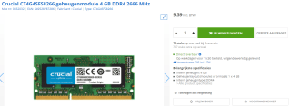Crucial CT4G4SFS8266 geheugenmodule voor €9,39 bij MaxICT