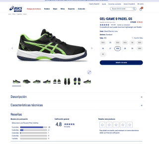 Zapatillas ASICS GEL GAME 9 PADEL GS. por solo 29®
