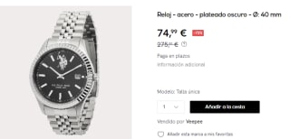 Reloj U.S. Polo Assn. de acero - plateado oscuro de 40 mm por 74.99€