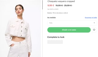 Chaqueta vaquera cropped para Mujer por 9.99€