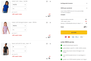 Tot 40% stapelkorting op basic kinder- en heren-t-shirts bij HEMA