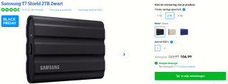 Samsung T7 Shield - Externe SSD - 2 TB / voor €179,99 bij Coolblue