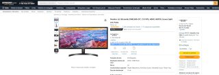 Monitor Gamer da LG, modelo Ultrawide - R$ 999,99