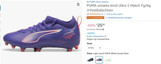 Puma Ultra 5 Match FG/AG voetbalschoenen junior voor €25,98 bij Amazon